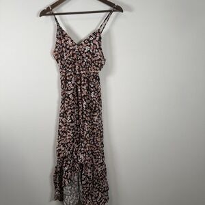 New Look Women's Sleeveless Hi-Low Dress‎ Black Pink Flower Size Medium NWOT